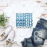 DTF Transfer - DTF005003 Diabetes Survivor Stacked Word Art Leopard Faux Glitter