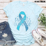 DTF Transfer - DTF005013 Diabetes Survivor Blue Ribbon Faux Glitter