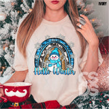 DTF Transfer - DTF005068 Hello Winter Blue Rainbow and Snowman