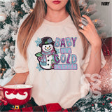DTF Transfer - DTF005122 Baby It's Cold Outside Snowman Faux Glitter/Sequins