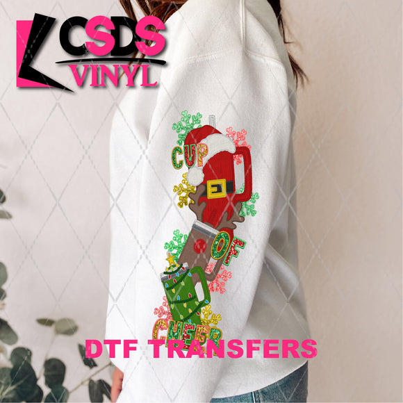 DTF Transfer - DTF005125 Have a Cup of Cheer Faux Embroidery/Glitter Sleeve