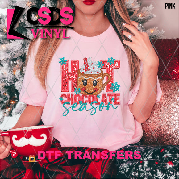 DTF Transfer - DTF005362 Hot Chocolate Season Faux Embroidery/Sequins