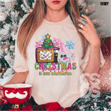 DTF Transfer - DTF005364 Christmas Movies and Hot Chocolate Faux Embroidery/Glitter