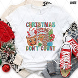 DTF Transfer - DTF005365 Christmas Calories Don't Count Faux Embroidery/Glitter