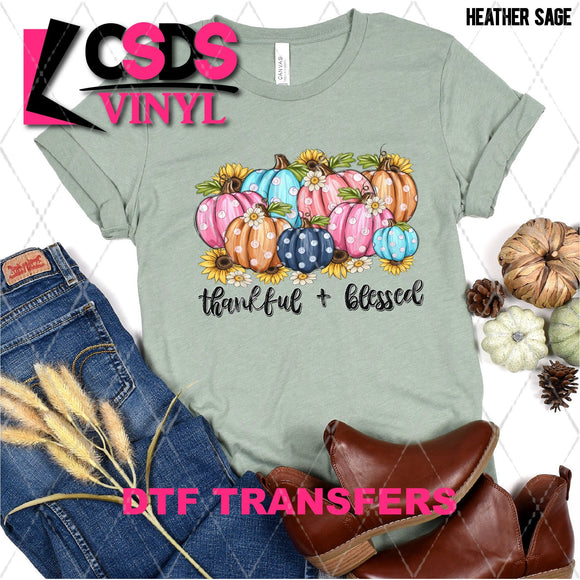 DTF Transfer - DTF005371 Thankful & Blessed Colorful Pumpkins