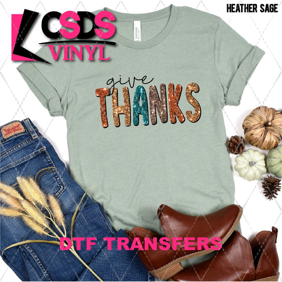 DTF Transfer - DTF005381 Give Thanks Faux Sequins