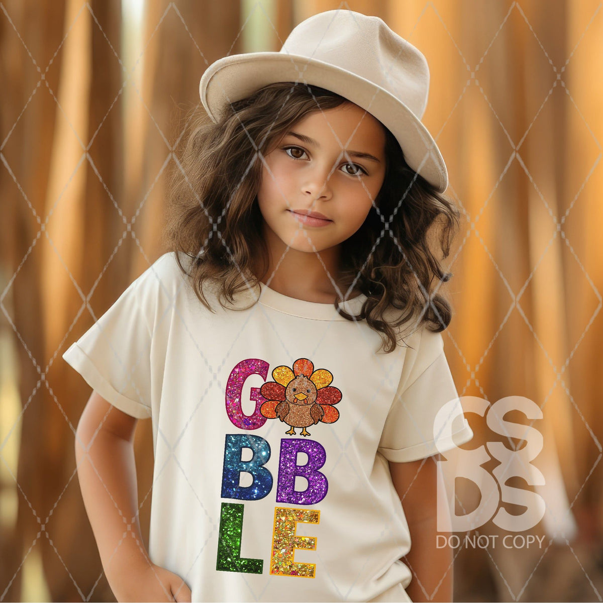 DTF Transfer - DTF005382 Gobble Turkey Faux Embroidery/Sequin Letters ...