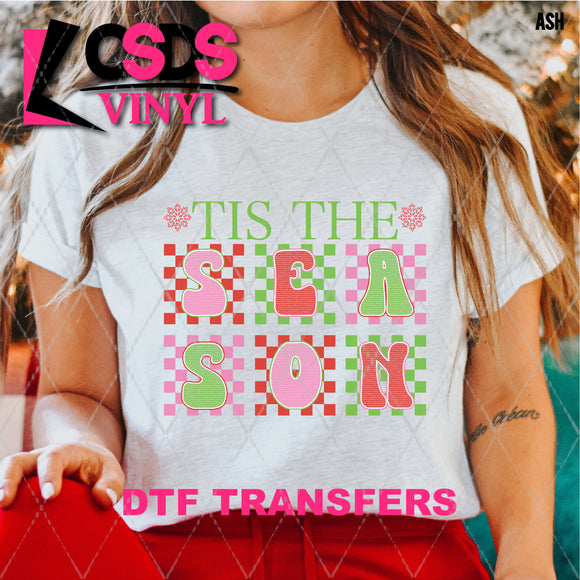 DTF Transfer - DTF005393 Tis the Season Groovy Checkered Letters