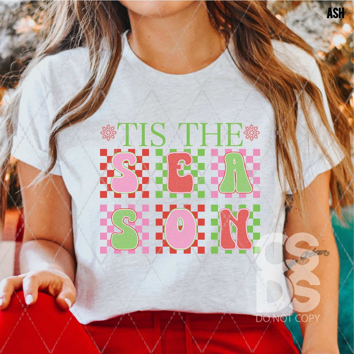DTF Transfer - DTF005393 Tis the Season Groovy Checkered Letters – CSDS ...