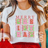 DTF Transfer - DTF005394 Merry Christmas Groovy Checkered Letters