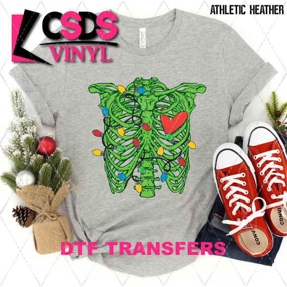 DTF Transfer - DTF005407 Festive Green Skeleton Torso and Red Heart