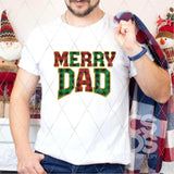 DTF Transfer - DTF005467 Merry Dad Red & Green Buffalo Plaid Faux Glitter