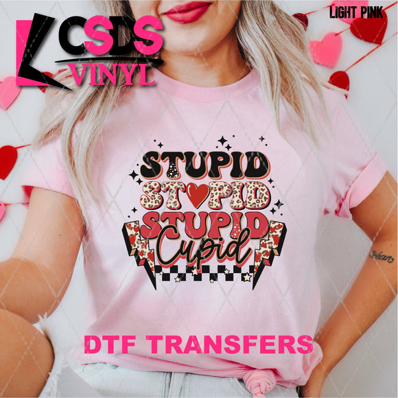 DTF Transfer -  DTF005530 Stupid Cupid Stacked Word Art Leopard