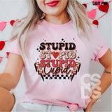 DTF Transfer -  DTF005530 Stupid Cupid Stacked Word Art Leopard