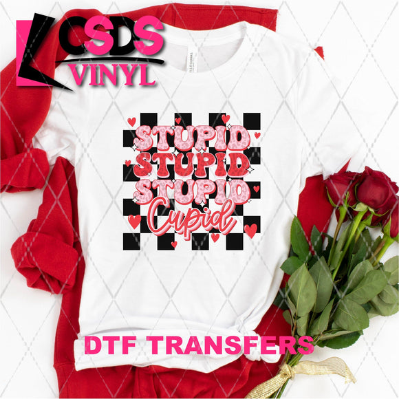 DTF Transfer -  DTF005531 Stupid Cupid Stacked Word Art Pink Leopard