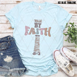 DTF Transfer -  DTF005614 Walk By Faith Cross Word Art