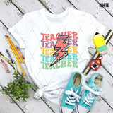 DTF Transfer -  DTF005653 Wavy Teacher with Pencil Lightning Bolt