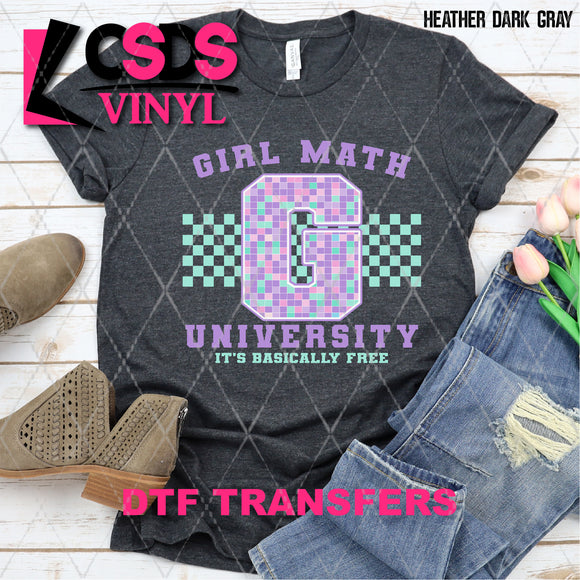 DTF Transfer -  DTF005703 Girl Math University Purple