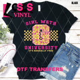 DTF Transfer -  DTF005704 Girl Math University Pink