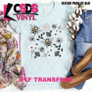 DTF Transfer -  DTF005749 Bees and Daisies