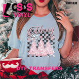 DTF Transfer -  DTF005775 Merry Christmas Trees Pink