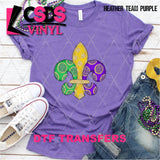 DTF Transfer -  DTF005854 Green Yellow Purple Faux Glitter Fleur De Lis