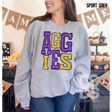 DTF Transfer - DTF005907 Sporty Mascot Aggies Purple Gold