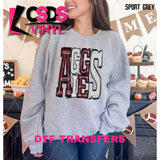 DTF Transfer - DTF005909 Sporty Mascot Aggies Maroon Light Grey