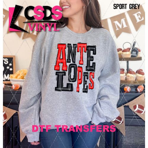 DTF Transfer - DTF005912 Sporty Mascot Antelopes Red Black