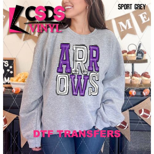 DTF Transfer - DTF005916 Sporty Mascot Arrows Purple White