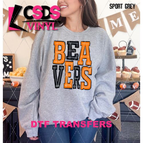 DTF Transfer - DTF005961 Sporty Mascot Beavers Orange Black 2