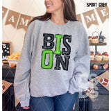 DTF Transfer - DTF005969 Sporty Mascot Bison Black Green