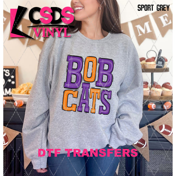 DTF Transfer - DTF005997 Sporty Mascot Bobcats Purple Orange