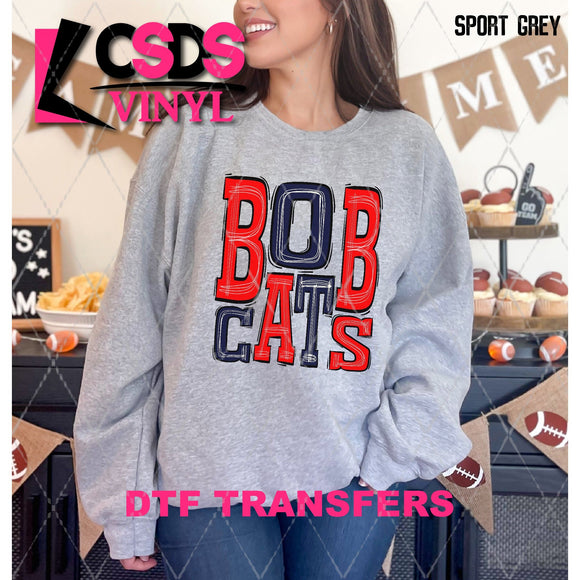 DTF Transfer - DTF005998 Sporty Mascot Bobcats Red Navy