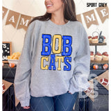 DTF Transfer - DTF006000 Sporty Mascot Bobcats Royal Blue Yellow