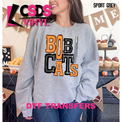 DTF Transfer - DTF006003 Sporty Mascot Bobcats Black Orange