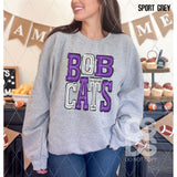 DTF Transfer - DTF006011 Sporty Mascot Bobcats Purple White