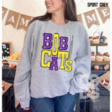 DTF Transfer - DTF006013 Sporty Mascot Bobcats Purple Yellow