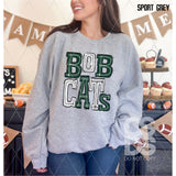 DTF Transfer - DTF006017 Sporty Mascot Bobcats Dark Green White