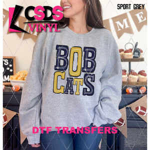 DTF Transfer - DTF006018 Sporty Mascot Bobcats Navy Gold