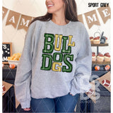 DTF Transfer - DTF006070 Sporty Mascot Bulldogs Dark Green Gold