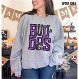 DTF Transfer - DTF006077 Sporty Mascot Bulldogs Dark Purple Black