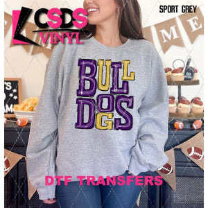 DTF Transfer - DTF006078 Sporty Mascot Bulldogs Purple Gold