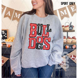 DTF Transfer - DTF006080 Sporty Mascot Bulldogs Red Black