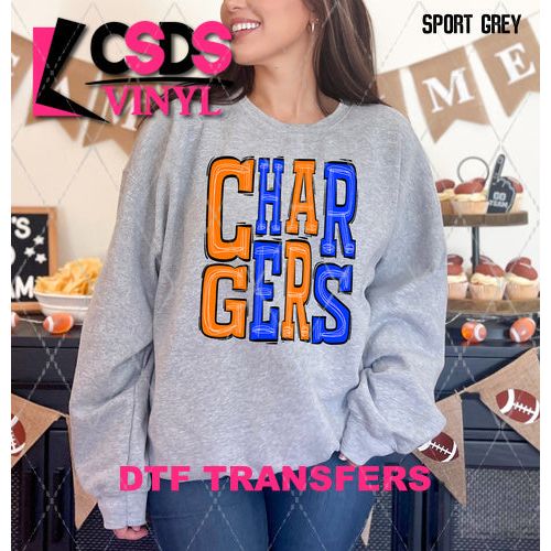 DTF Transfer - DTF006101 Sporty Mascot Chargers Orange Blue