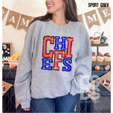 DTF Transfer - DTF006105 Sporty Mascot Chiefs Red Blue