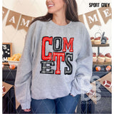 DTF Transfer - DTF006122 Sporty Mascot Comets Red Black