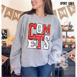 DTF Transfer - DTF006123 Sporty Mascot Comets Red White