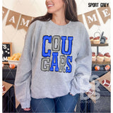 DTF Transfer - DTF006124 Sporty Mascot Cougars Blue Grey