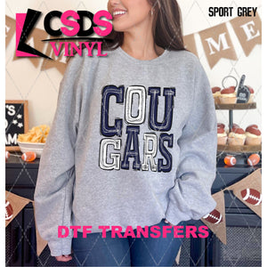 DTF Transfer - DTF006127 Sporty Mascot Cougars Navy White